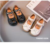 Zapatos de cuero para niñas, calzado de princesa versátil, estilo británico, sencillo, con lazo de perlas, suaves y dulces, 2024 - details 1