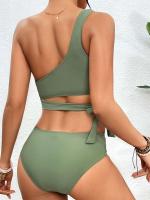 Conjunto de bikini de un hombro, trajes de baño, trajes de baño, ropa de playa sexy 2025 con relleno suave para mujer - details 3
