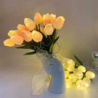 Lámpara LED de noche de tulipán, lámpara de mesa de flores artificiales, ramo de flores simuladas, ramo decorativo - details 15