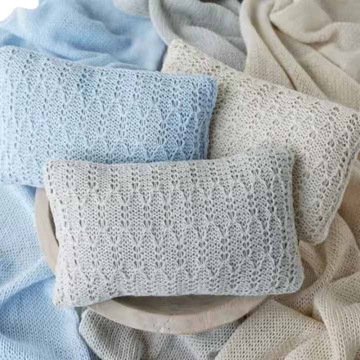 2023 Almohada y envoltura de tela de punto para recién nacidos, accesorios para fotografía de bebés - 1