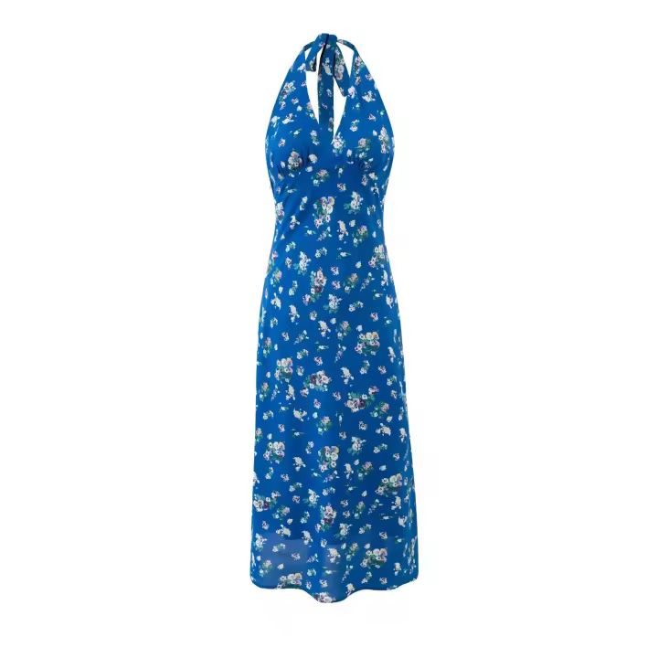 Vestido de Playa de Verano Elegante Espalda Descubierta, Adelgazante, Estilo Francés en V para Mujeres - 1