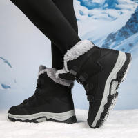 2024 nieve con botas Martin de terciopelo grueso con cordones zapatos de algodón para mujer viajes al aire libre informales grandes - details 3