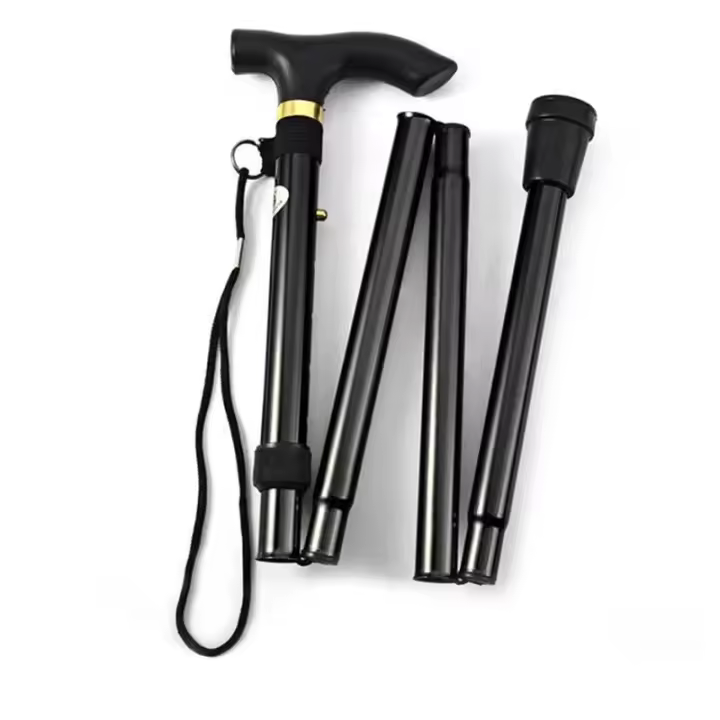 Bastón Telescópico De Aleación De Aluminio Para Senderismo Y Trekking Plegable Con Punta De Goma Para Ancianos Bastón De Caminar - 1