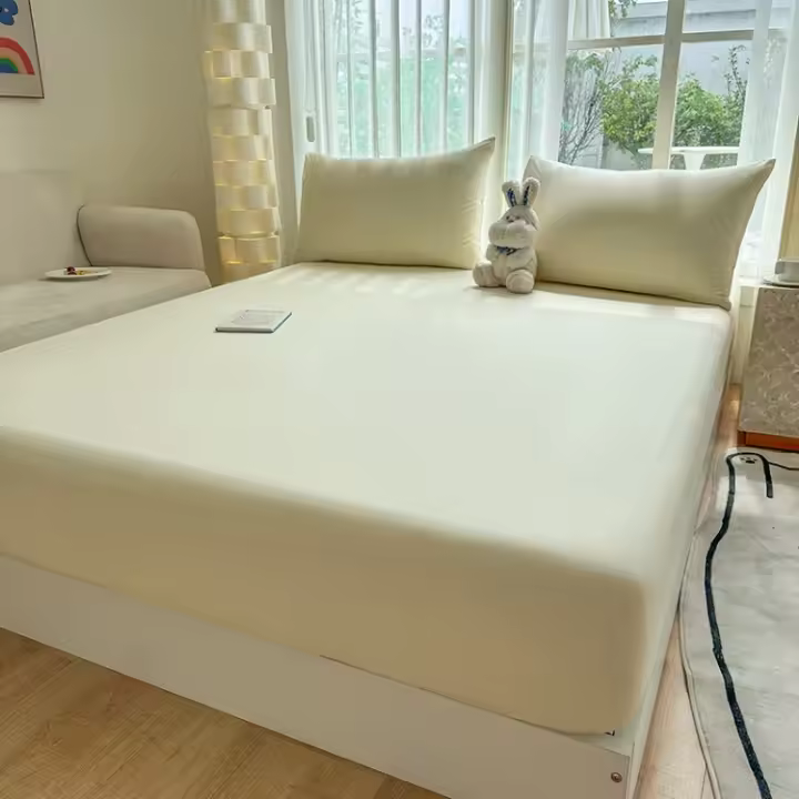 Sombrero de cama completamente envuelto, sábanas gruesas, algodón de lavado universal, juego de tres piezas, cuatro estaciones - 1