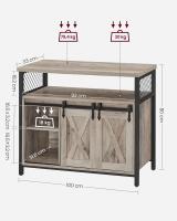 Aparador, Armario de Cocina, Armario de Almacenamiento, con 2 Puertas Correderas, 33 x 100 x 80 cm, Estantes Ajustables, para Salón, Marrón Rústico y Negro - details 11