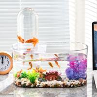 Pantalla clara, tanque de peces de presión negativa, plástico, ahorro de espacio, pequeño tanque de peces dorados, pecera inastillable, decoración de oficina - details 8