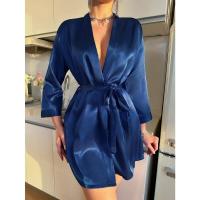Pijamas de verano para mujer, estilo europeo y americano, delantal de gasa, albornoz sexy, vestido tejido a mano de seda helada. - details 33