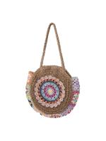 Bolso de Playa Grande de Paja Tejida Estilo Étnico Bolso de Hombro para Mujer Colorido para Vacaciones - details 1