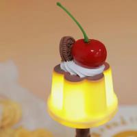 Luz LED nocturna de pudín Kawaii, lámpara de escritorio alimentada por batería, mesita de noche, dormitorio, Bar, decoración de habitación, atmósfera, luz para dormir, regalos para niños - details 5