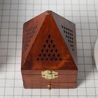 Quemador de incienso de sándalo, caja de madera de agar, antiguo, aromaterapia, pirámide creativa, hueco - details 6
