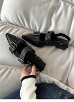 Zapatos Mary Jane estilo francés con punta en punta, zapatos retro de tacón medio grueso - details 1