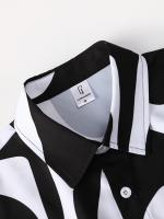 Conjunto Casual de Verano Camiseta y Pantalones de Poliéster 100% Cuello de Lengua, Tela Tejida No Elástica Impresión a Rayas Irregulares Ajuste Regular 120g/m² - details 8