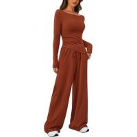 Conjunto de otoño Camiseta asimétrica de manga larga Pantalones de pierna ancha Traje informal Chándal - details 26