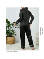 Pijamas de Seda para Mujer Tops y Pantalones de Talla Grande Ropa de Dormir Informal con Botones - details 10