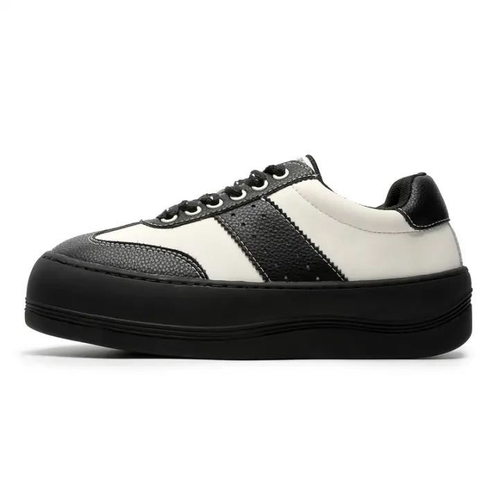 Moda cuatro estaciones negro y blanco colores contrastantes zapatos panda plataforma zapatos de junta de los hombres. - 1