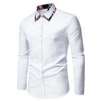 Nueva llegada de los hombres a cuadros bloque de Color camisa de manga larga otoño Casual Patchwork camisas hombre oficina diaria trabajo Social Top camisas - details 2