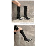 Botas De Tacón Alto Para Mujer, Botas Elásticas De Cabeza Cuadrada, Botas Delgadas De Tacón Súper Alto - details 1
