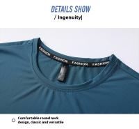 Conjunto casual de talla grande para hombre de pantalones de seda helada con camiseta holgada de manga corta, alta elasticidad, drapeado, conjunto deportivo de secado rápido, tres rayas clásicas, 8XL. - details 18