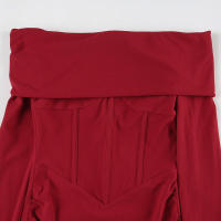 BUNO-francés Retro elegante con volantes un hombro cintura ajustada hueso de pescado envuelto vestido de cadera temperamento picante chica faldas cortas - details 11