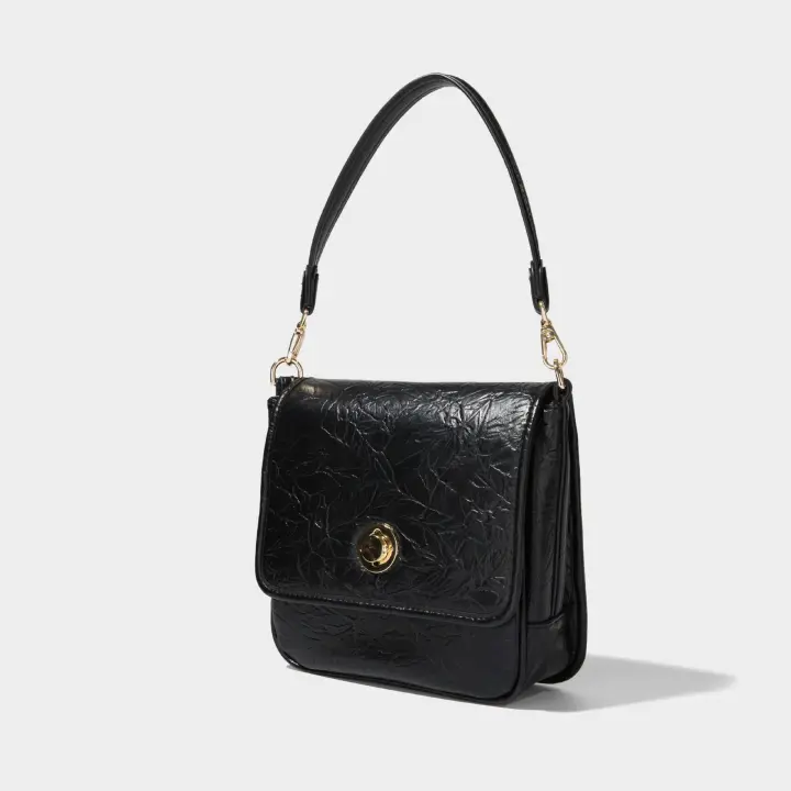 Bolso bandolera de un solo hombro, nuevo bolso de axila para mujer, bolso de cuero suave en blanco y negro. - 1