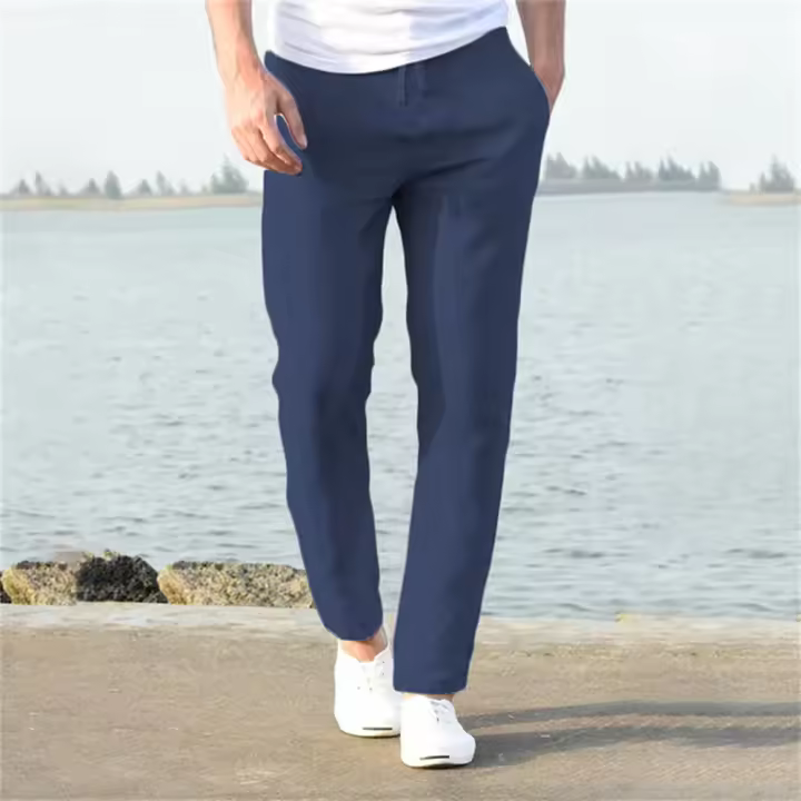 Pantalones de Lino y Algodón para Hombre Novedad de Otoño, Transpirables de Color Sólido, Ropa de Calle Deportiva S-3XL - 1