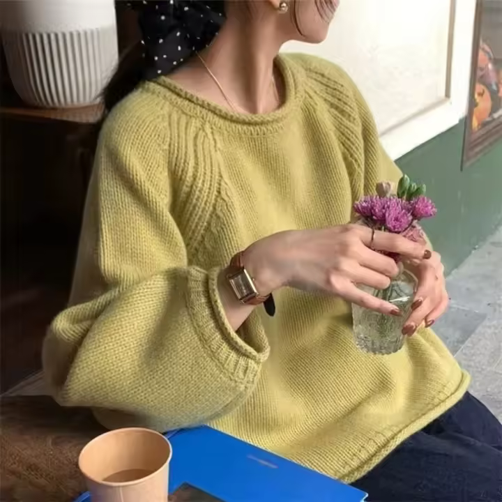 Jery Ster coreano de color sólido con top de punto suave envuelto para mujer - 1