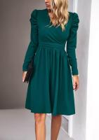 Elegante V-cuello Vestido para Mujer Color Sólido de Alta Calidad Estilo Retro Casual Moda Femenina - details 23