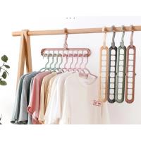 Colgador de ropa plegable multifuncional, percha mágica para almacenamiento de armario de dormitorio, 9 agujeros, ahorro de espacio - details 0