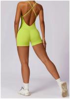 Mono de Yoga para Mujer Kailuoka Sexy Fitness Romper Sin Mangas y Espalda Disfraz Deportivo Corto en Color Sólido para Otoño e Invierno Material Exterior de Nylon - details 20