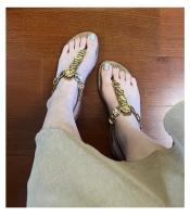 Zapatillas de Playa de Moda para Mujer Pisa Romana de Piel de Oveja Versión de Oro - details 12