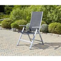 Silla de Jardín Plegable Monza, Silla Abatible de Aluminio y Textileno, Sillón de Balcón Respaldo Reclinable con 8 Posiciones, Plateado/Negro - details 1