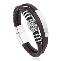 Pulseras de cuero de moda para hombres, pulsera de acero inoxidable de, cuerda trenzada multicapa, regalos de joyería masculina - details 7