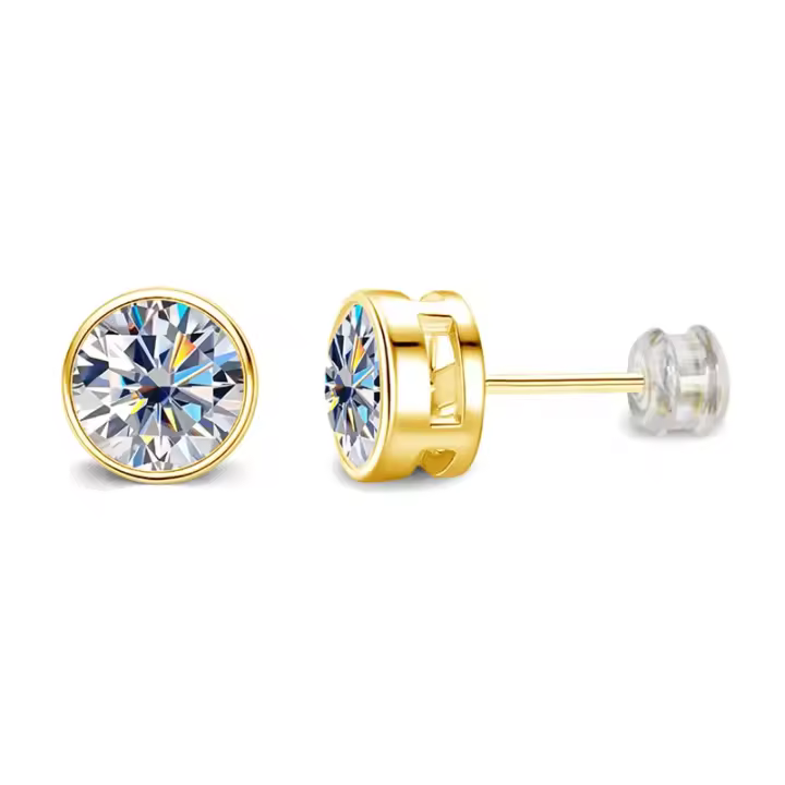 Pendientes de Moissanita Diamante Real AU750 0.3-2ct en Oro Auténtico 18K Joyería Fina Brillante Regalo de Boda para Mujer Mujer - 1