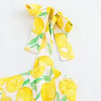 TRAFZA-Vestido corto sin hombros con estampado de frutas para mujer, minivestido elegante con cremallera, informal, con lazo, sin mangas, Verano - details 20