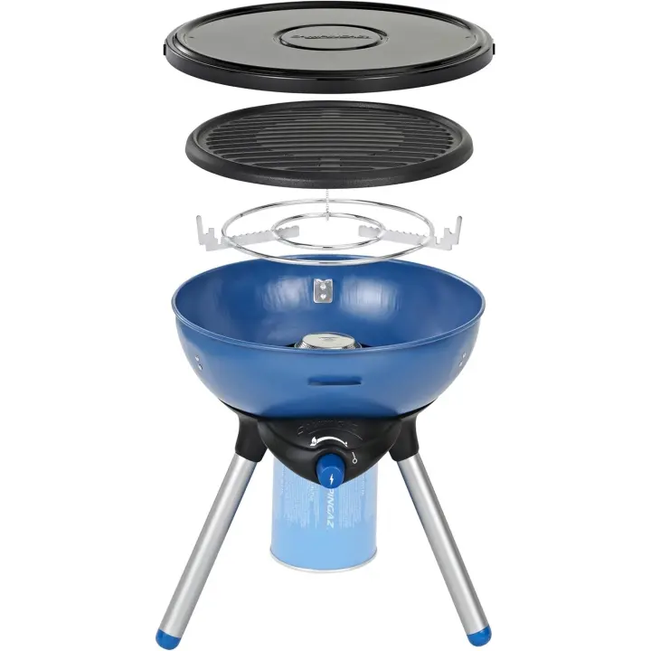 Parrilla Pequeña de Gas 2000 W Ideal para Acampar y Hornear Placa de Parrilla Antiadherente y Rejilla para Ollas Funciona con Cartucho Gas CV 470 - 1