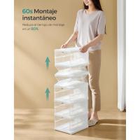 Juego de Organizadores de Zapatos 12 Cajas Apilables, 2 Zapateros Plegables y Portátiles, Hasta Talla 46, Montaje en 60s, Transparente y Blanco - details 3