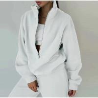 Conjunto de sudadera y pantalones de chándal de lana con cremallera, ropa deportiva informal, moda urbana, 2 piezas - details 15