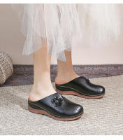 2025 Zapatos de mujer de suela blanda hueca europeos y americanos para pies gordos y anchos, nuevos zapatos de playa Baotou de alta gama de verano para mujer con suelas gruesas y medias pantuflas - details 20