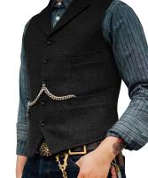 Trajes de tweed de lana para hombre, chaleco para padrinos de boda, chalecos de negocios ajustados informales con solapa, chaleco sin mangas, chalecos para hombre - details 8
