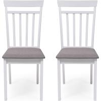 2 sillas de comedor Kansas |   Estructura de madera lacada |   Asiento tapizado en tela gris |   Diseño moderno y sencillo |   Sillas para comedor, salón, cocina |   Color Blanco - details 0