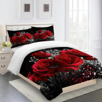 Juego de Ropa de Cama de Boda de San Valentín 3D con Flores y Corazón de Rosa Súper Lujoso Funda de Edredón y 2/3 Piezas a Tamaño Queen y Twin Personalizable - details 5