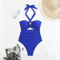 Nuevo traje de baño para mujer, traje de baño de una pieza de cintura alta de Color sólido, Bikini - details 20