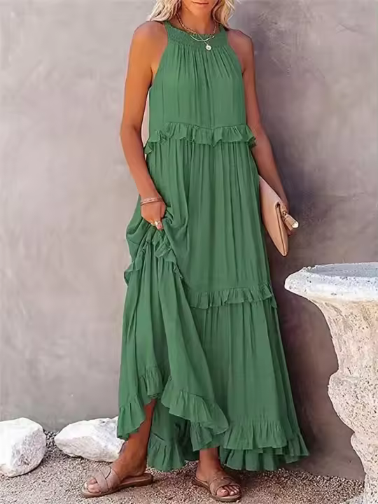 2025- Vestido largo de fiesta para mujer, sin mangas, traje de baile, serie A, Bohemia, vacaciones - 1