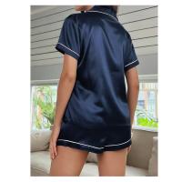 Conjunto De Pijamas De Seda Y Satén Para Mujer Verano Con Cuello Redondo Y Shorts 2 Piezas Dormitorio Elegante Pijama De Noche - details 7
