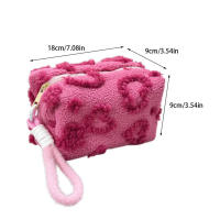 Bolsa De Maquillaje De Peluche Con Manija Organizador De Viaje Estuche De Cosméticos Suave Estampado De Amor Bolso De Lápices Lindo Y Portátil - details 6
