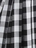 Elegante Vestido Rockabilly de Cintura Alta con Cuadros Blancos y Negros - details 7