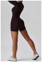 Traje de gimnasio de yoga para mujeres mono deportivo de manga larga con medio cierre sobre todo el cuerpo ropa de fitness para entrenamiento - details 22
