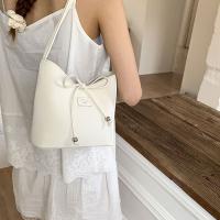 Bolso de cubo con lazo coreano para mujer, bolso de ocio Y2k con lazo para axila, bolso de hombro dulce de cuero Pu - details 6