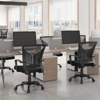 Silla de Oficina con Función de Inclinación, con Soporte Lumbar y Diseño Mariposa para Estudio, Carga Máxima 136kg, Negro - details 1