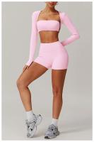 Pantalones cortos de Yoga de cintura alta afilados para mujer, pantalones cortos deportivos ajustados de secado rápido con realce de melocotón para correr y Fitness - details 12